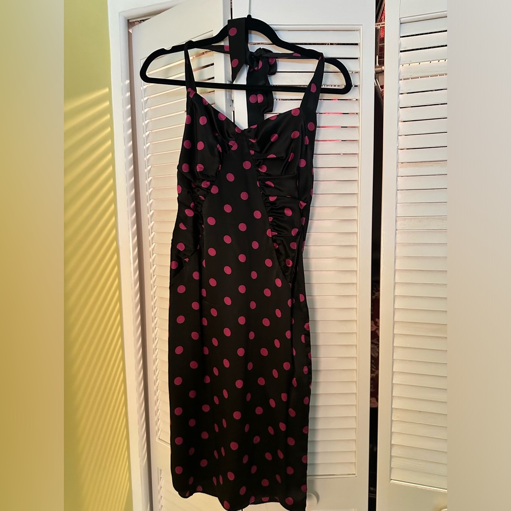 Vintage Betsy Johnson Black and Hot Pink Silk Mini Dress